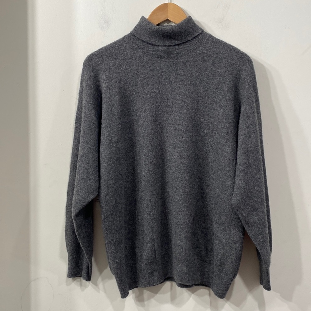 Lambswool Vintage Portugal Turtleneck Wool Blend Heathered Grey size Large